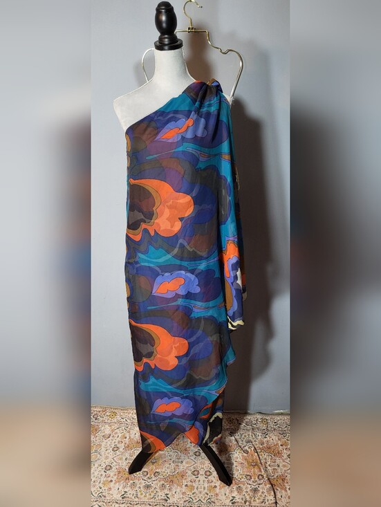 Elizabeth Stewart Other - Vintage Elizabeth Strewart Size S One-Shoulder Floral Coverup Dress Sarong  Zip